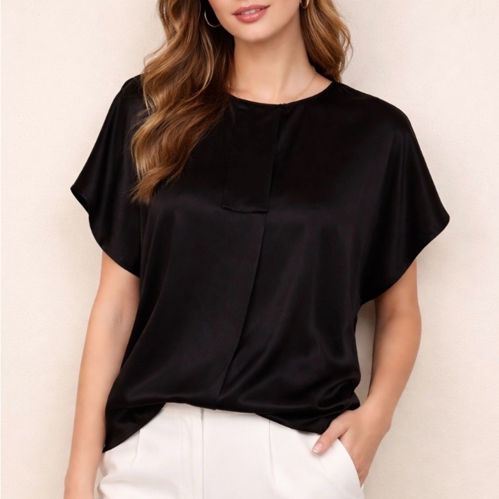 BR Banana Republic Top Blouse Elegant Black 100% Silk